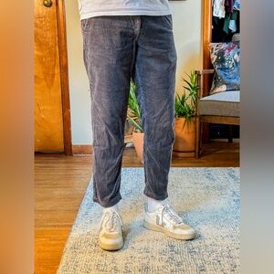 Gray Corduroy Cropped Trousers